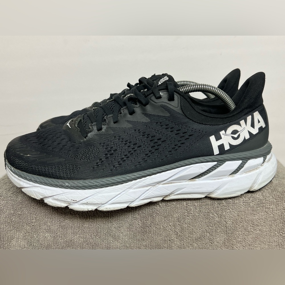 Hoka One One Clifton 7 Mens Size 11.5 Black Running Lace Up Athletic Shoes